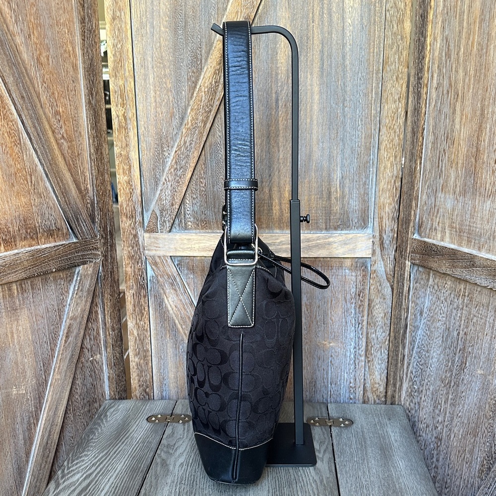 Coach Vintage 6346 Chelsea Signature Black Canvas Leather Shoulder Bag - Picture 4 of 14